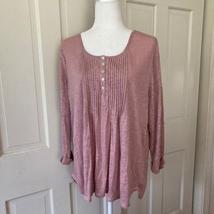 Soft Surroundings Linen Pleated Mauve Woman Tunic  PetiteXL
